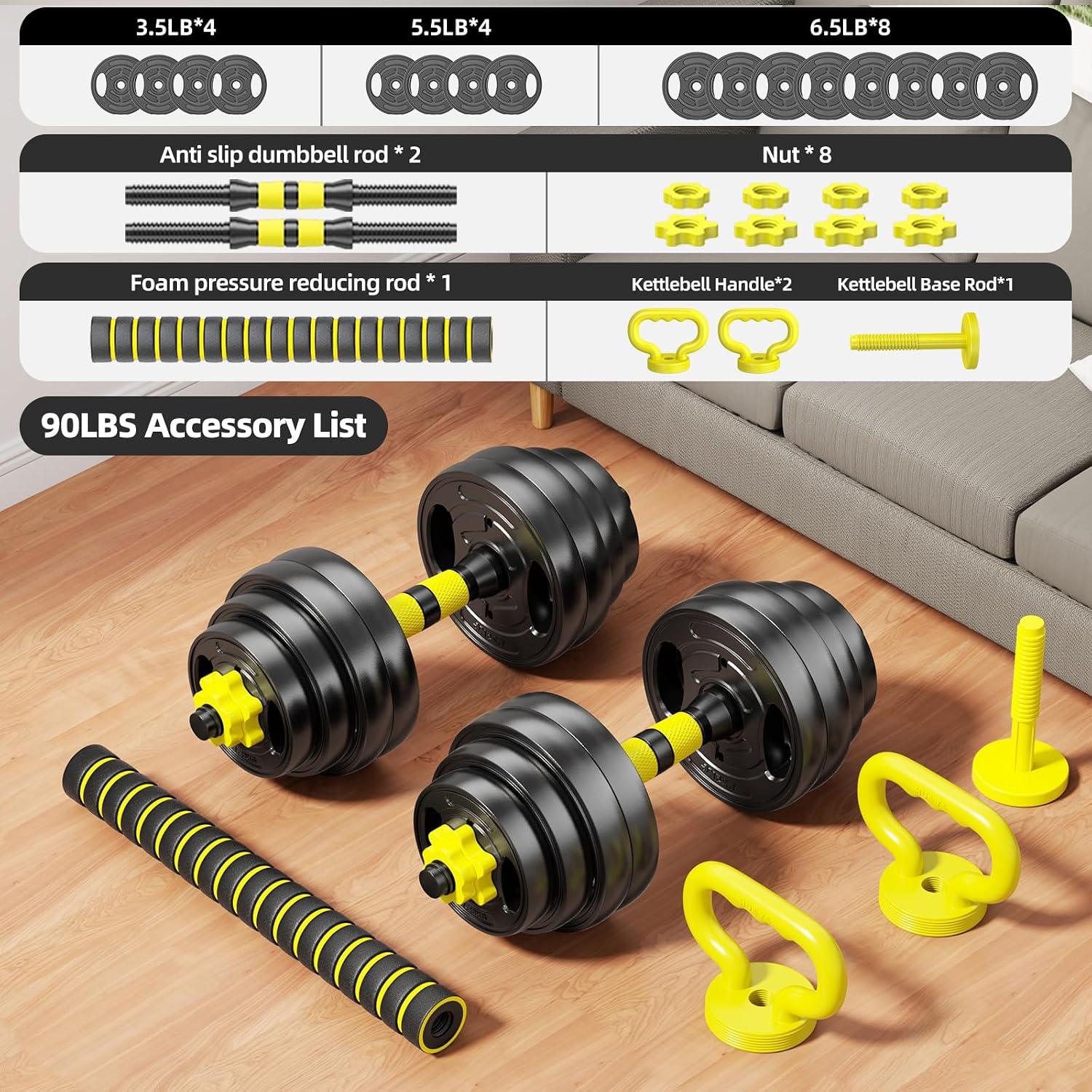 Adjustable Dumbbell Set, 10-90 - Dumbbell Set review and price